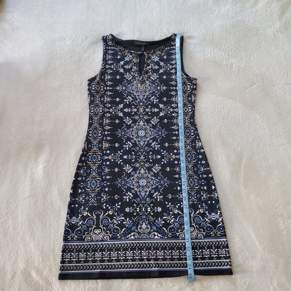 White House Black Market Black & Blue Paisley Print Embellished Dress XS - Picture 9 of 11